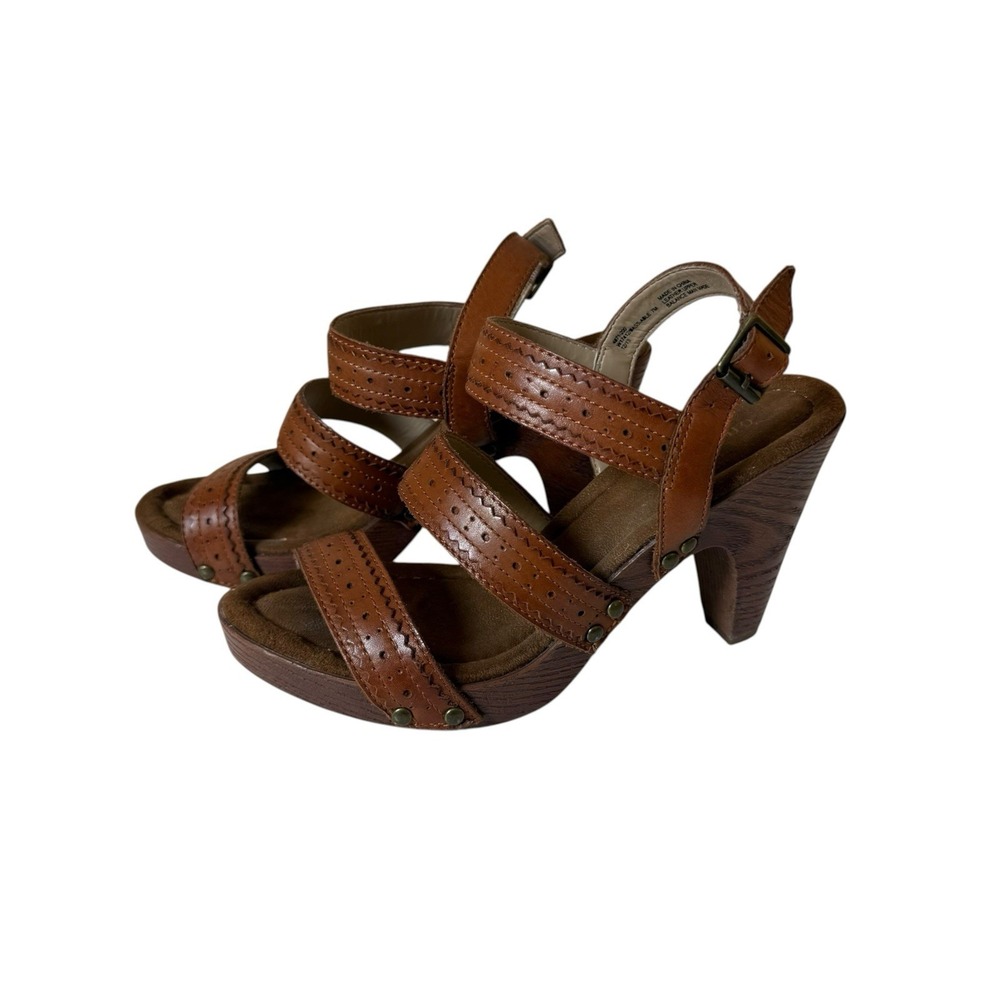 GH Bass Women's Brown Bass-able Strappy Platform Heeled Sandals Size 7M Boho